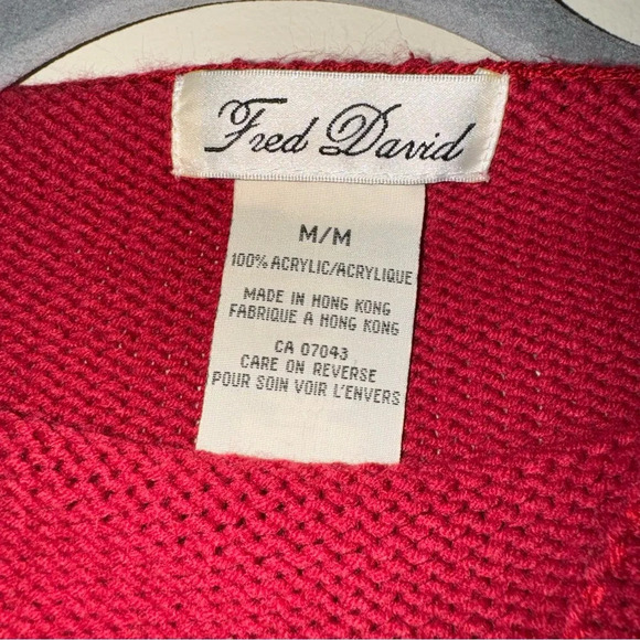 Women’s Vintage Red Feed David High Neck Sweater with Fringe Details Size: M - Picture 5 of 16